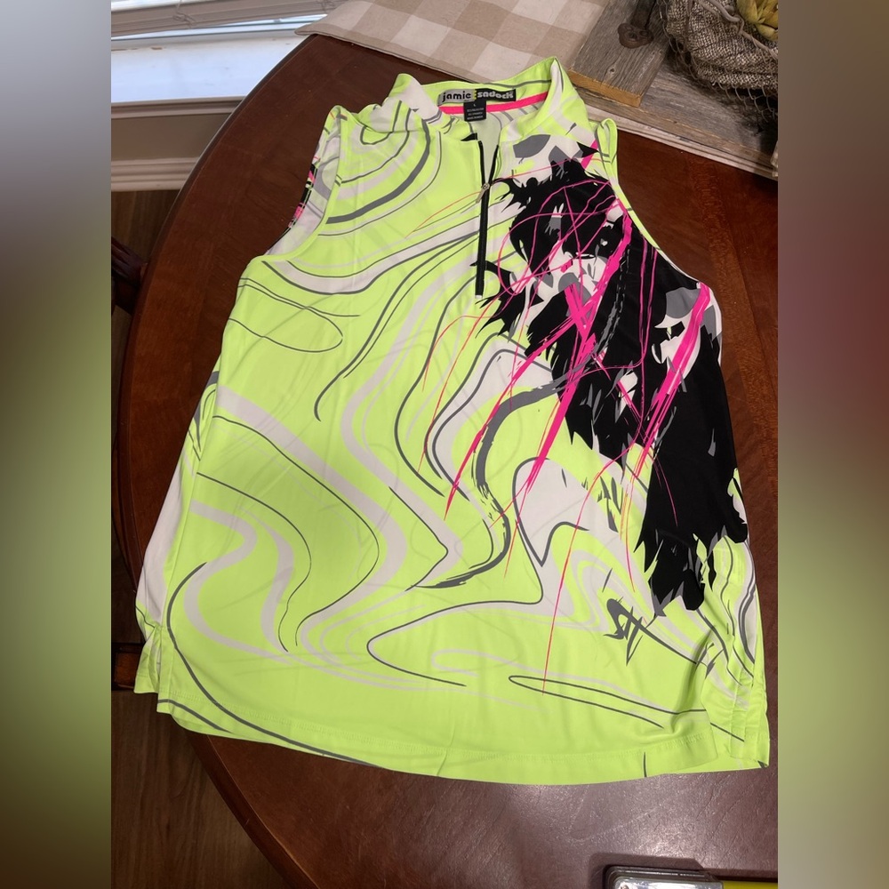 Jamie Sadock 1/4 Zip Golf Sleeveless top  Abstract